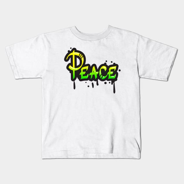 Peace word illustration Kids T-Shirt by Choulous79